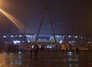Stadio di notte in demolizione