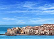 Houses along the shoreline in Cefalu, Sicily