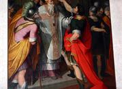 Gemälde von Ambrosius Theodosius gehalten Anhalten in der Basilika