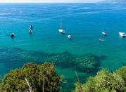 Barche in sosta nella baia di Palinuro